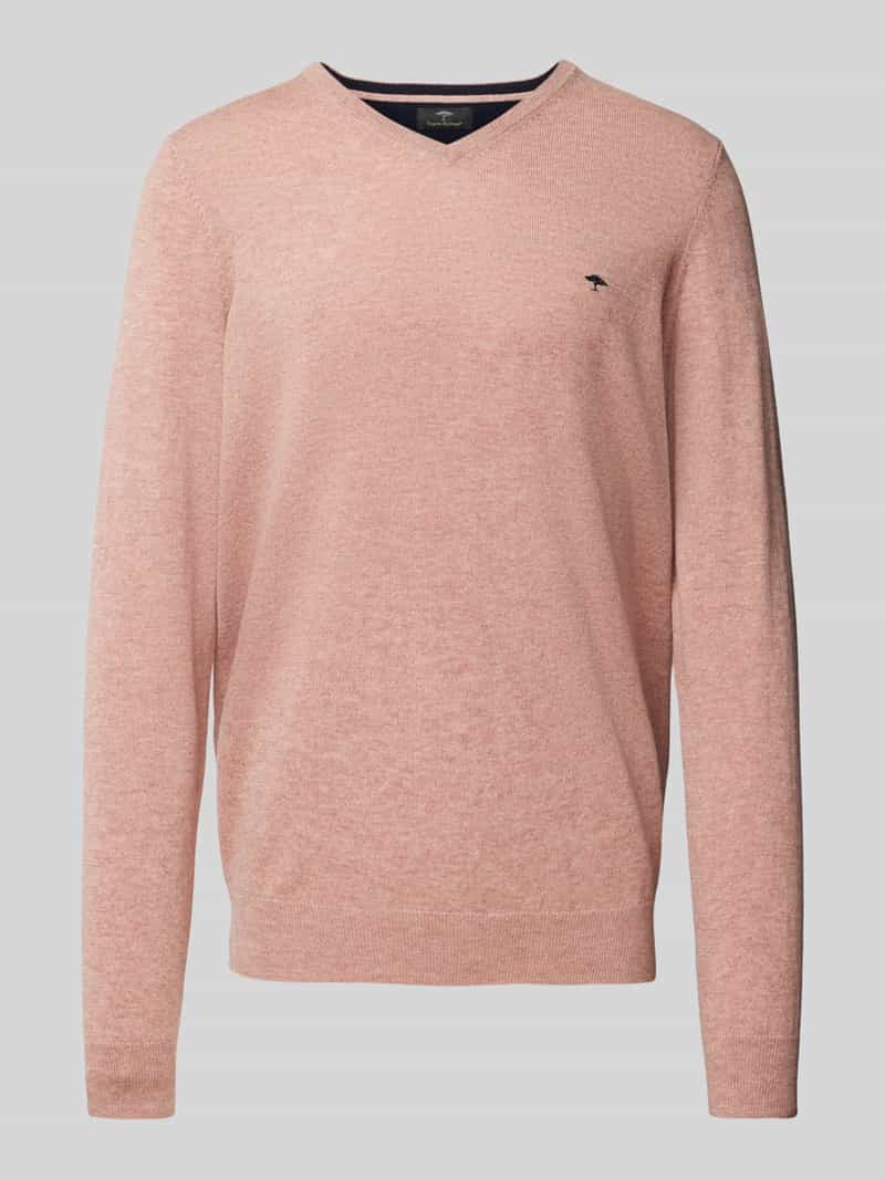 Sweter z dzianiny z dekoltem w serek