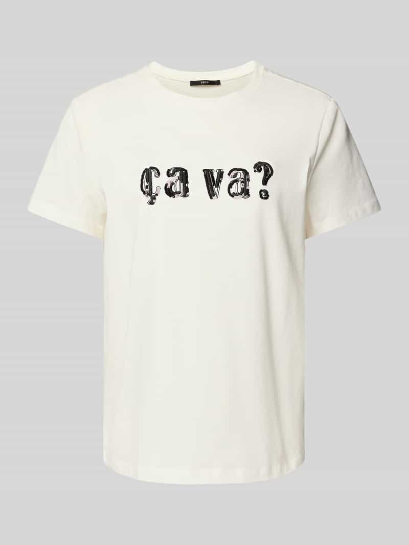 T-shirt z cekinowym obszyciem