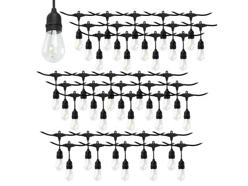 Zestaw: Girlanda ogrodowa 20m 40xE27 + 40x Żarówka LED E27 1W filament