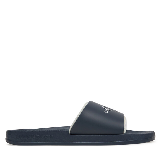 Klapki Calvin Klein Jeans Slide Rubber Neoprene Monologo YM0YM00361 Granatowy
