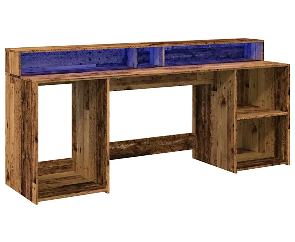 Elior Podświetlane biurko 200 cm stare drewno P0-H83