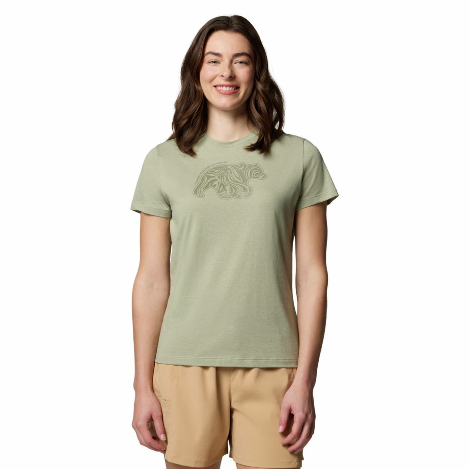 Damska koszulka techniczna Columbia Ruby Springs Graphic Fit Short Sleeve safari - L