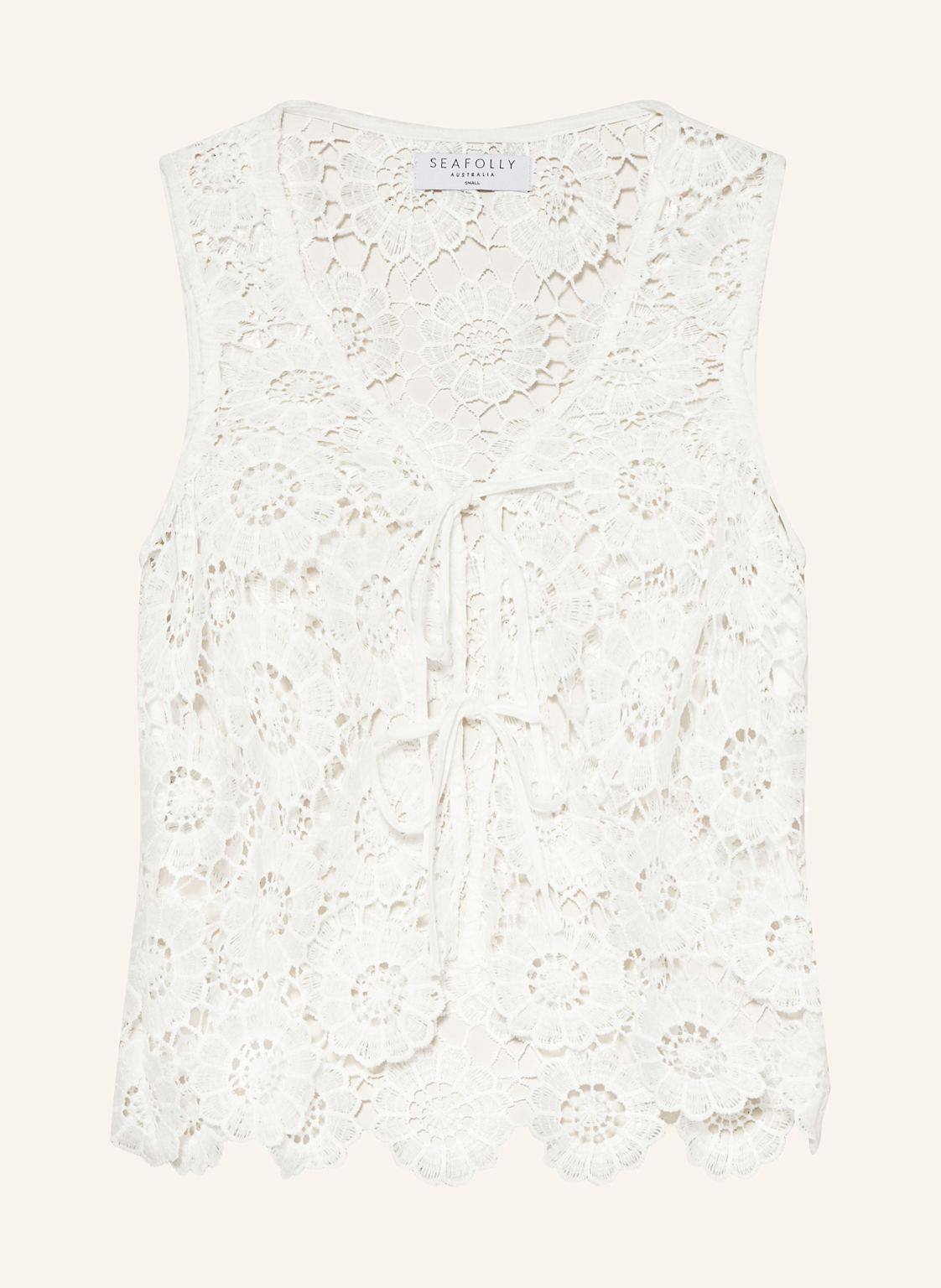 Seafolly Bluzka Secret Garden Z Dziurkowaną Koronką weiss