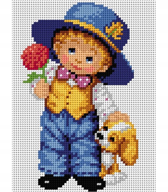 Kanwa z nadrukiem Ariadna 15x20cm chłopiec z psem