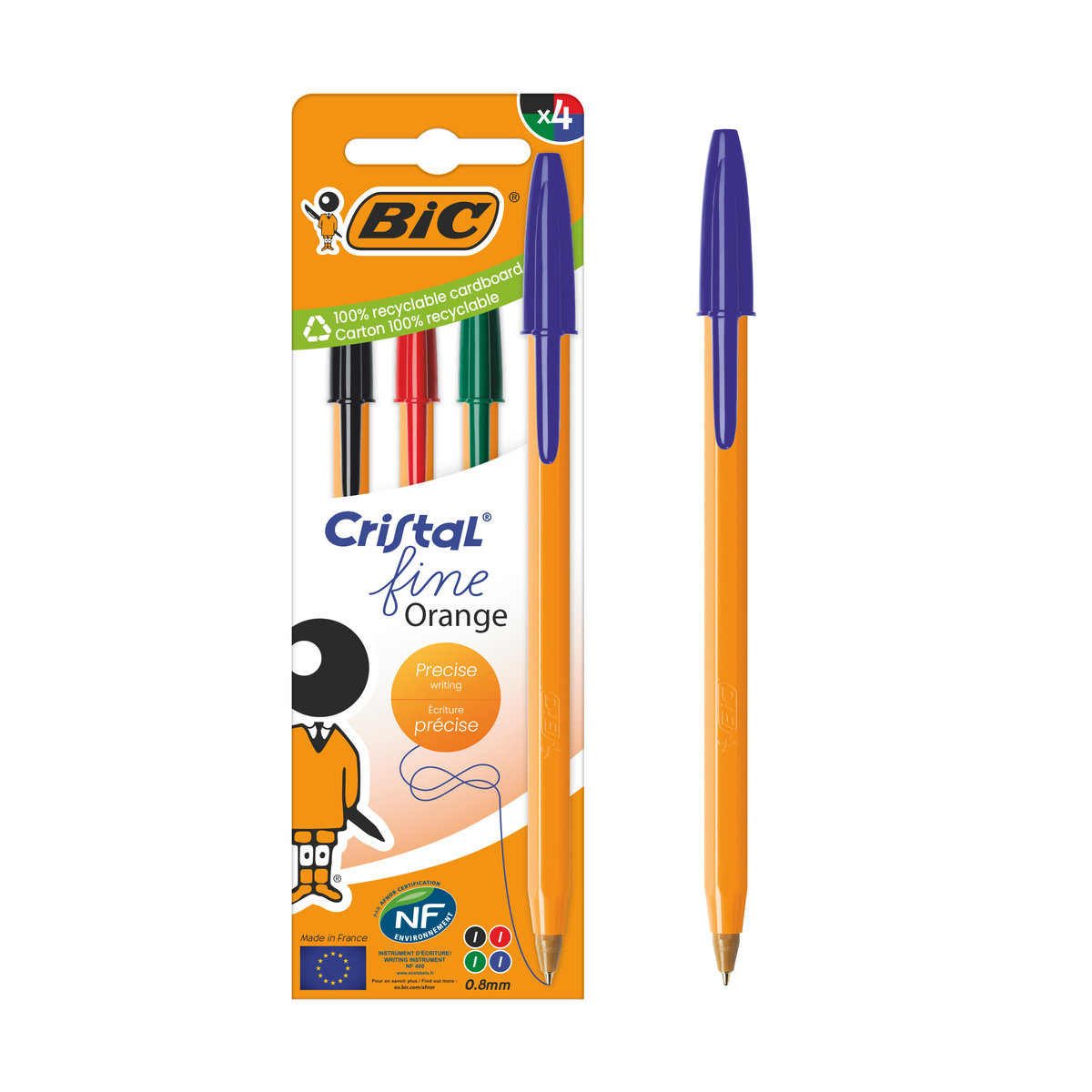 BIC Cristal Fine Orange Długopis mix AST Pudełko 4szt