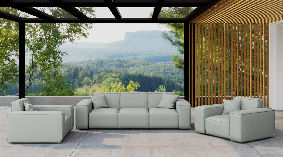 Zestaw ogrodowy MALIBU na taras 3+1+1, tkanina Odyssey, Jasnoszary