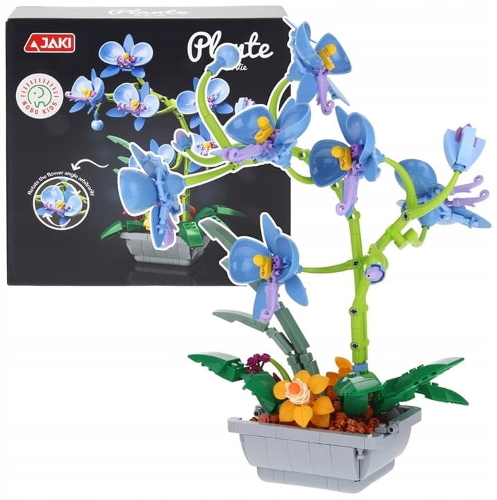 Klocki Konstrukcyjne Kwiat Storczyk Blue w Doniczce do Ułożenia 581 el