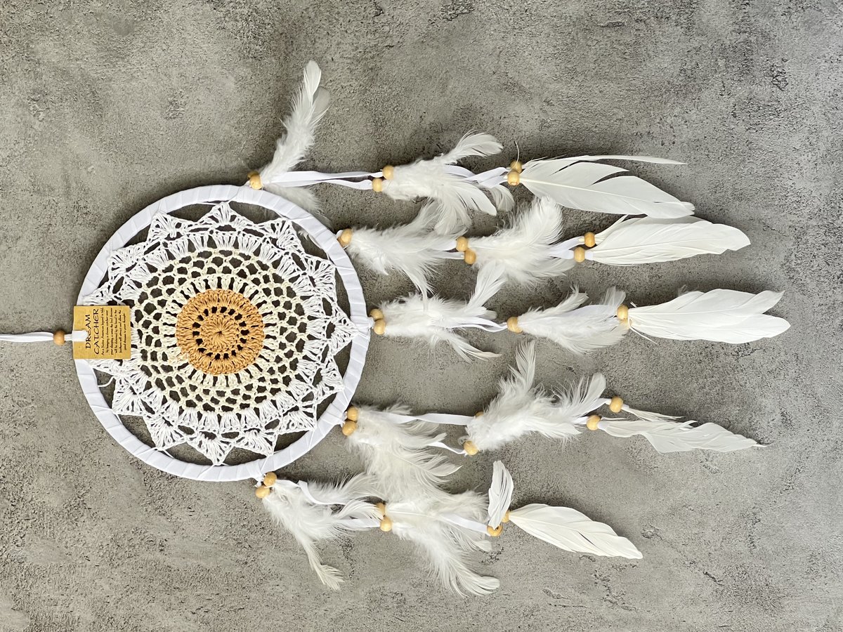 Łapacz snów szydełkowy boho dekoracja ścienna amulet idealny prezent 22cm
