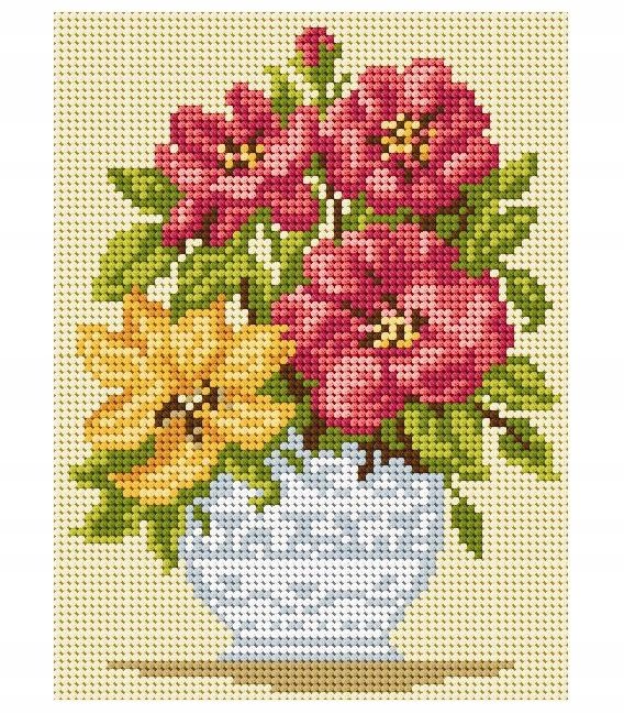 Kanwa z nadrukiem Ariadna 15x20cm doniczka kwiatów