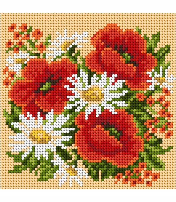 Kanwa z nadrukiem Ariadna 15x15cm bukiet kwiatów