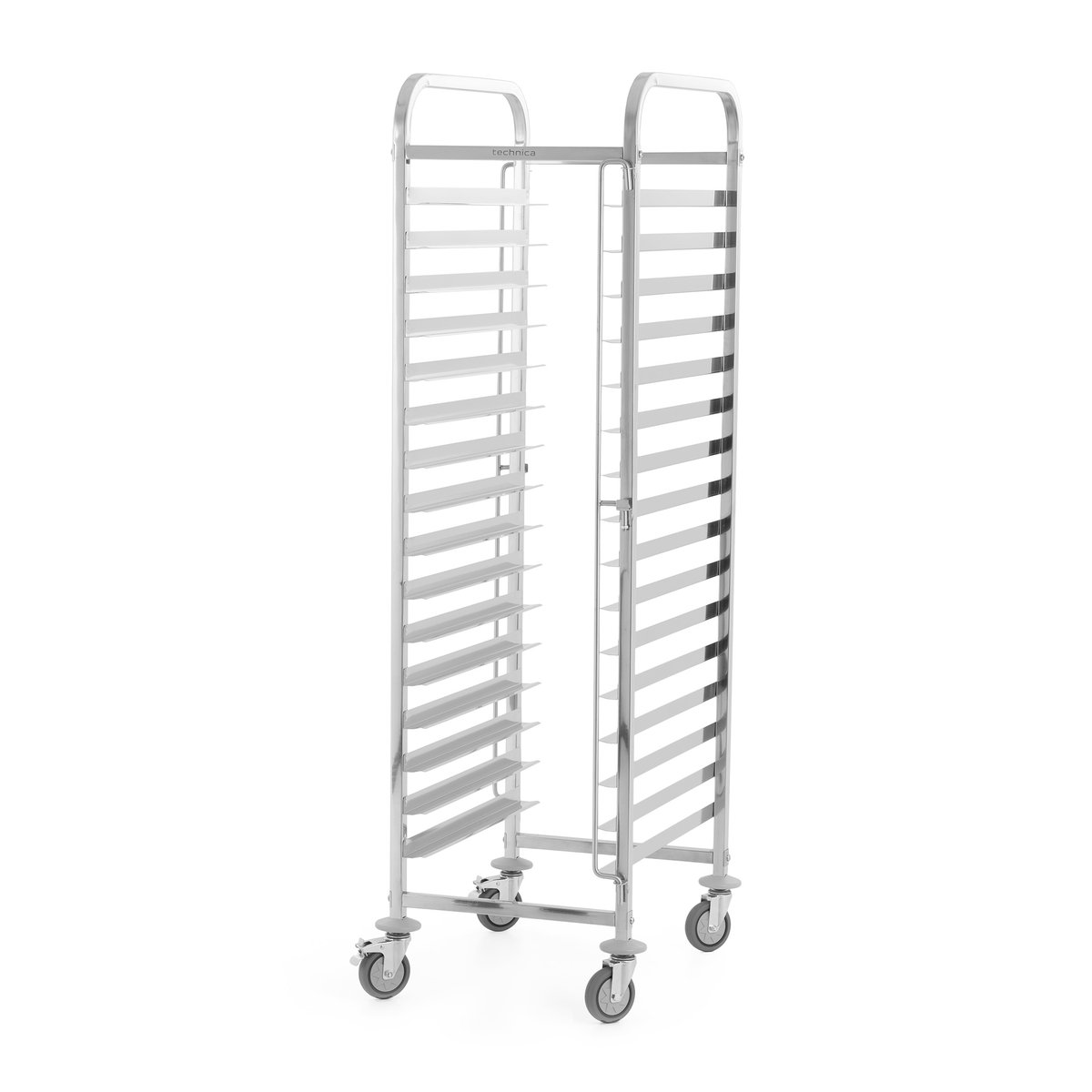 Wózek na 16 blach piekarniczych 600x400 mm transportowy ze stali nierdzewnej 470x620x1715 mm TECHNICA, Silver Line