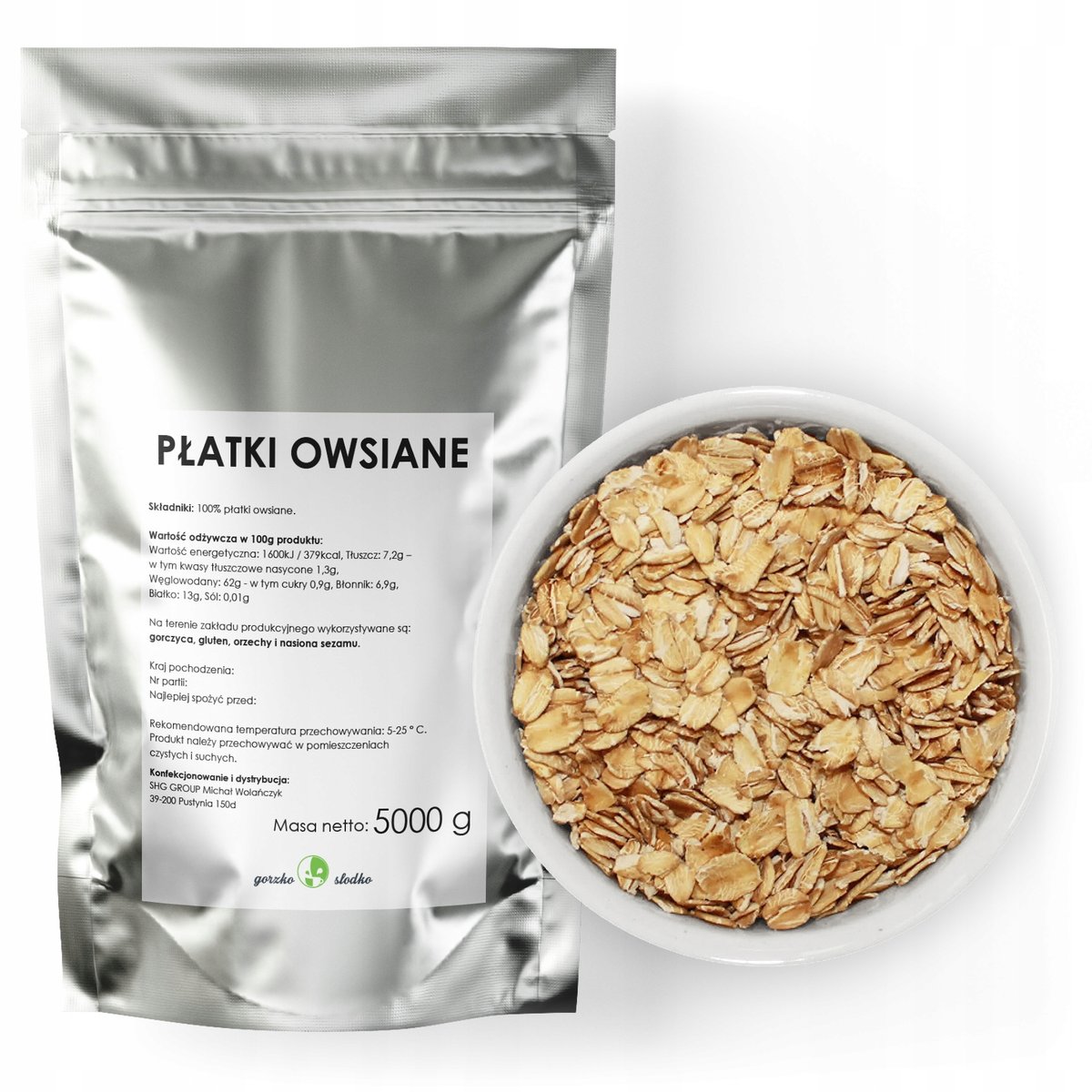 Płatki Owsiane Naturalne Zdrowe Śniadanie 5Kg