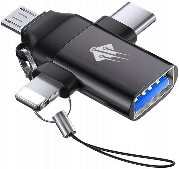 Adapter przejściówka 3w1 z USB A 3.0 do USB C USB-C Lightning microUSB