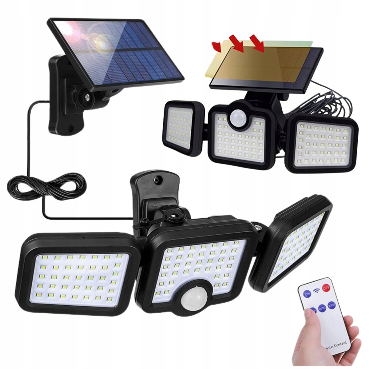 LAMPA ULICZNA HALOGEN LED 100 W 1000 lm zasilanie solarne MEGA MOCNA