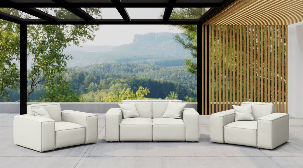 Zestaw ogrodowy MALIBU na taras 2+1+1, tkanina Odyssey, Kremowy