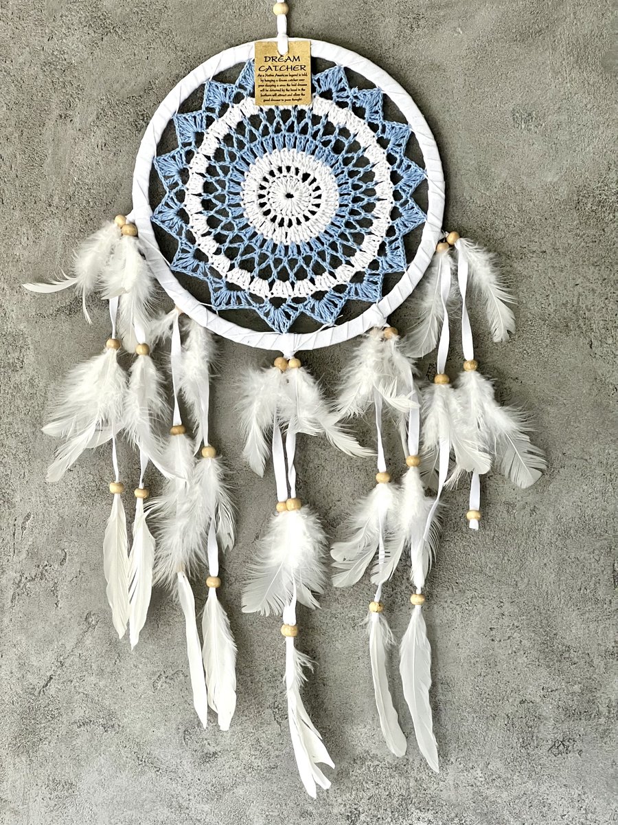 Łapacz snów szydełkowy boho dekoracja ścienna amulet idealny prezent 22cm