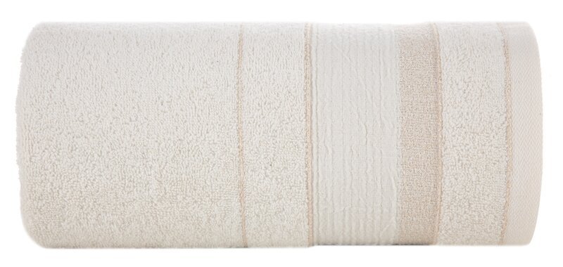 Ręcznik April 50x90 kremowy z żakardową bordiurą z błyszczącą nicią 500 g/m2 Eurofirany