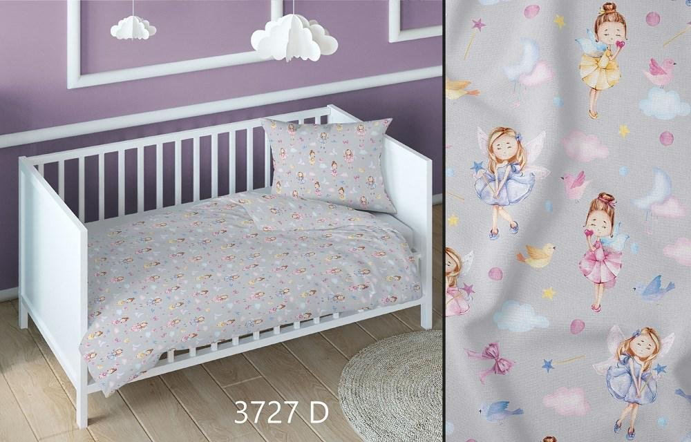 Pościel bawełniana 160x200 wróżki szara kolorowa dziecięca zapinana na suwak KARO Bawełna Max