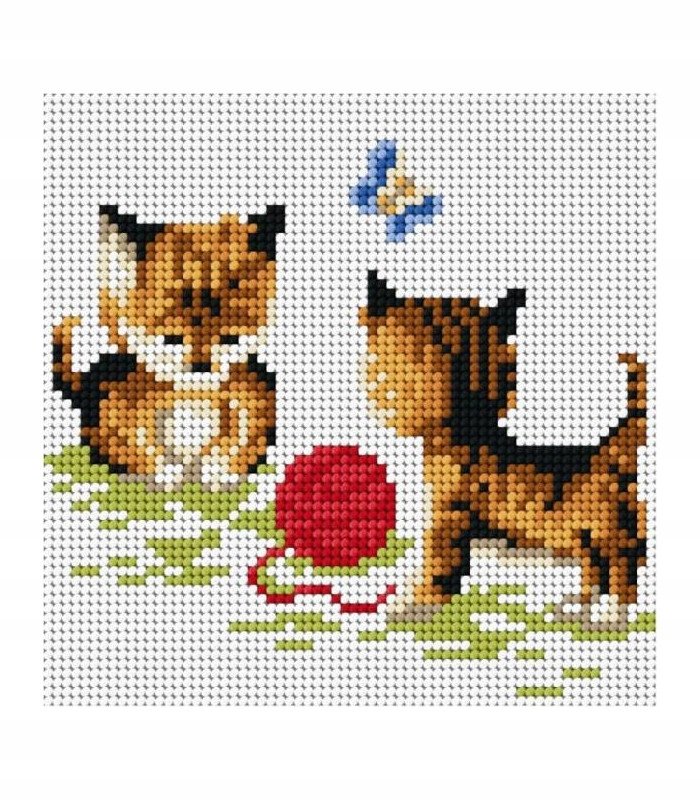 Kanwa z nadrukiem Ariadna 15x15cm dwa kotki