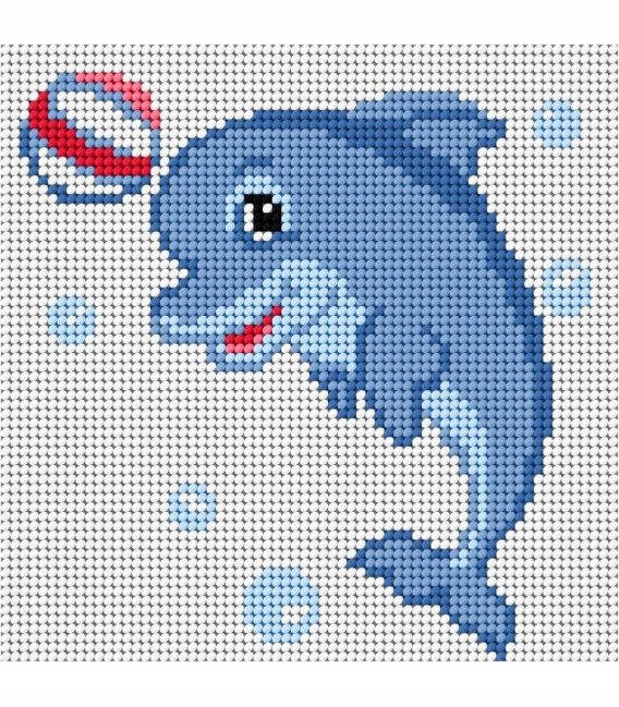 Kanwa z nadrukiem Ariadna do haftu 15x15cm delfin