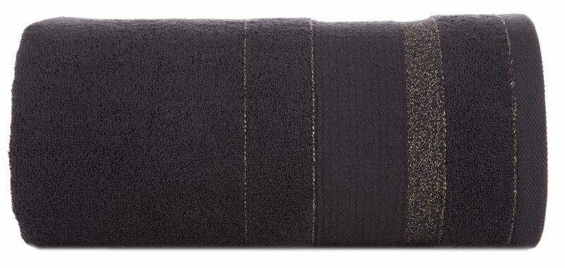 Ręcznik April 30x50 czarny z żakardową bordiurą z błyszczącą nicią 500 g/m2 Eurofirany
