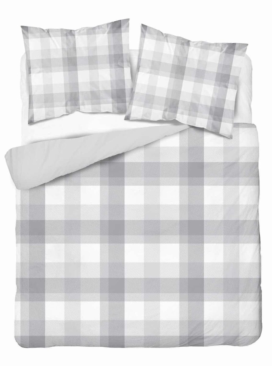 Pościel z mikrofibry 160x200 szara kratka