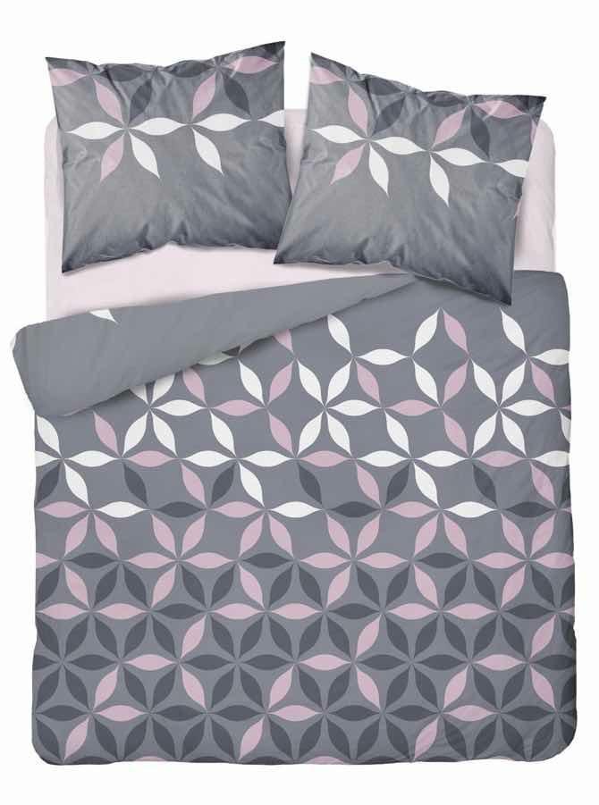 Pościel z mikrofibry 220x200 Szara różowa kwiatki