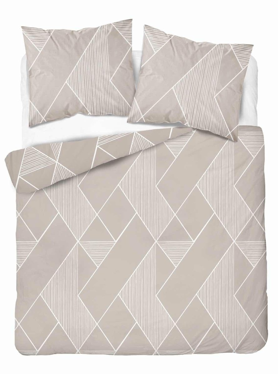Pościel z mikrofibry 160x200 Geometryczny styl ciepły beż beżowa