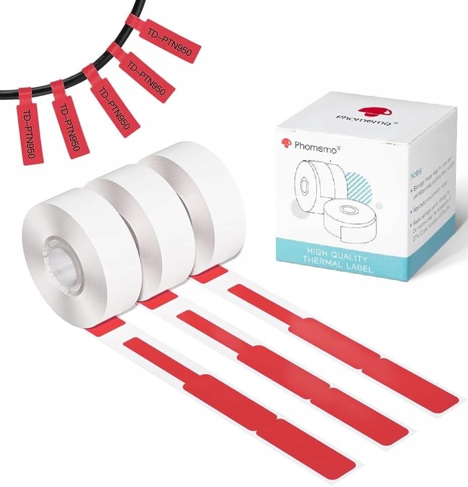 Etykiety samoprzylepne do drukarka Phomemo Q30 na kable 12,5x74x35