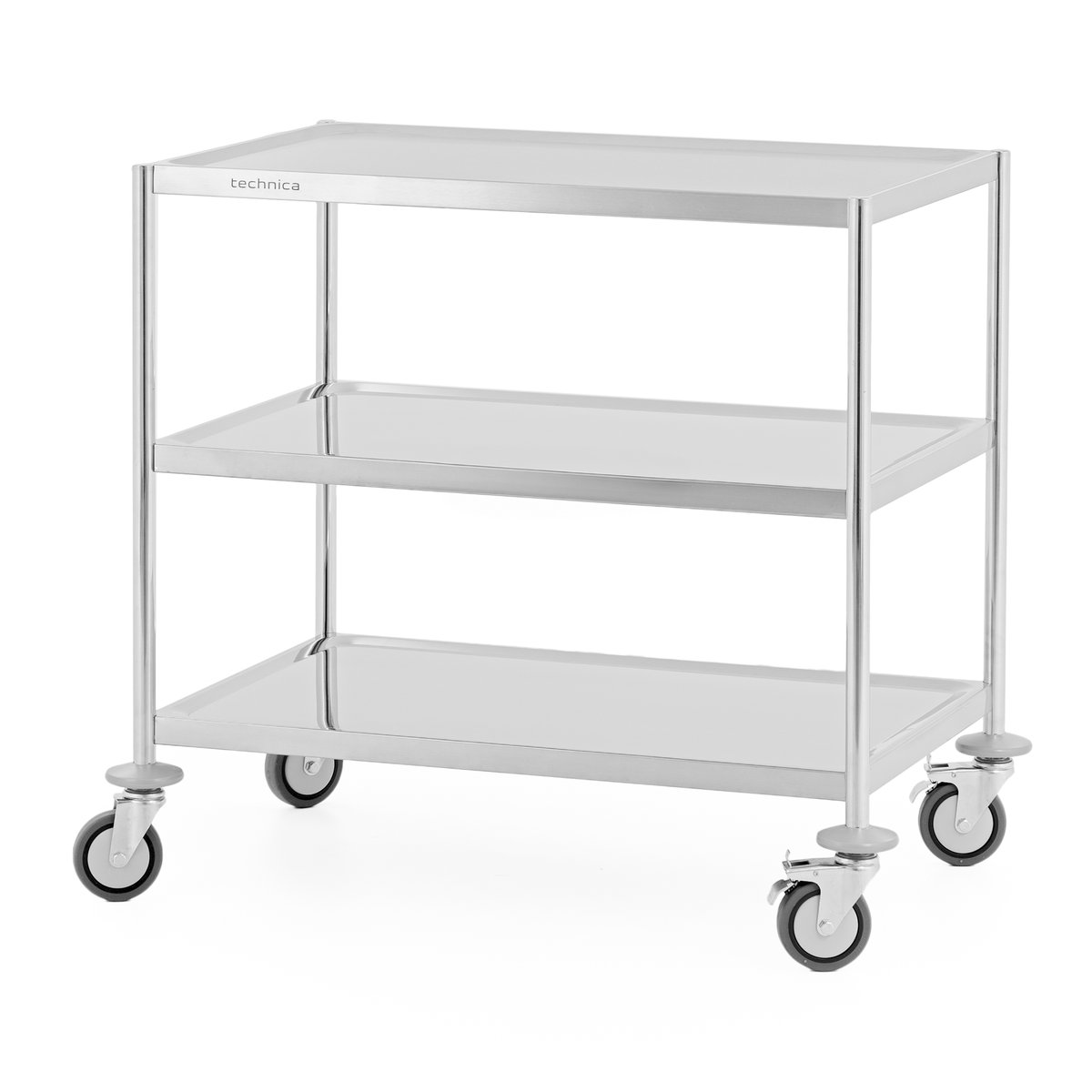 Wózek kelnerski 3-półkowy bez uchwytów ze stali nierdzewnej 860x540x810 mm TECHNICA, Silver Line
