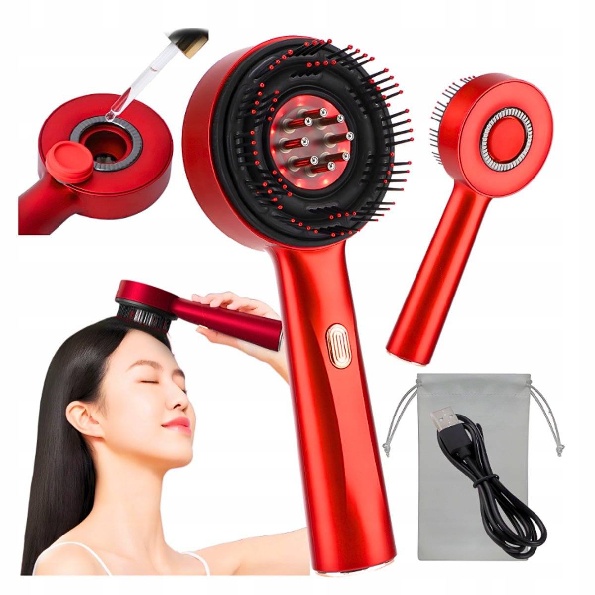 Masażer Skóry Głowy Włosów Szczotka Elektryczna Terapia Światłem Czerwonym