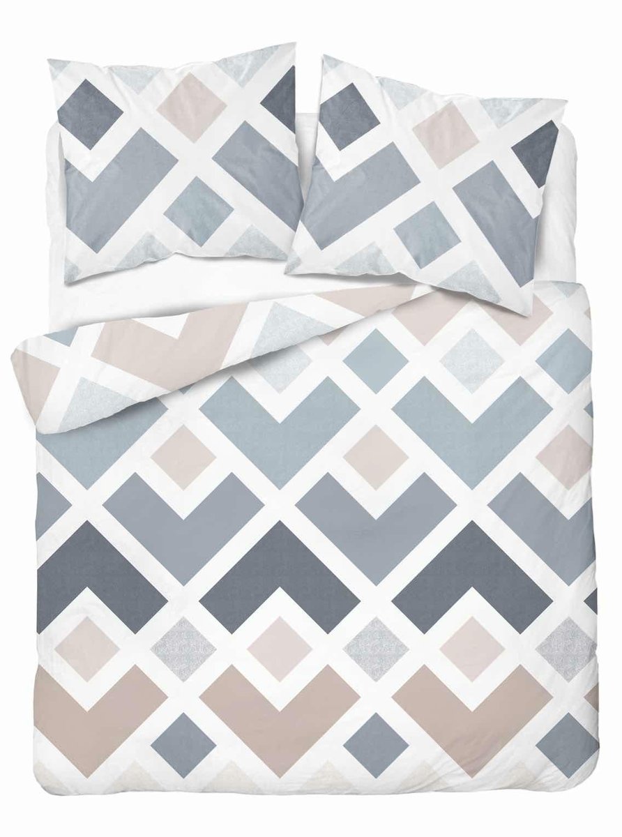 Pościel z mikrofibry 160x200 Niebieska beżowa geometria