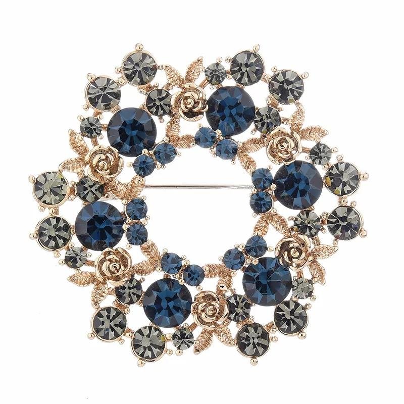 Wianuszek z różami Broszka pozłacana 14k