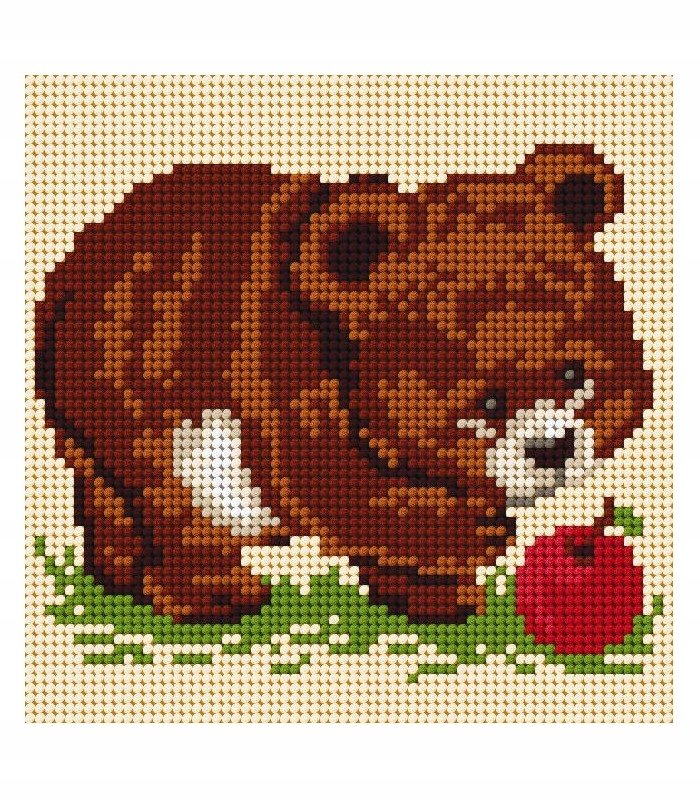 Kanwa z nadrukiem Ariadna 15x15cm niedźwiadek