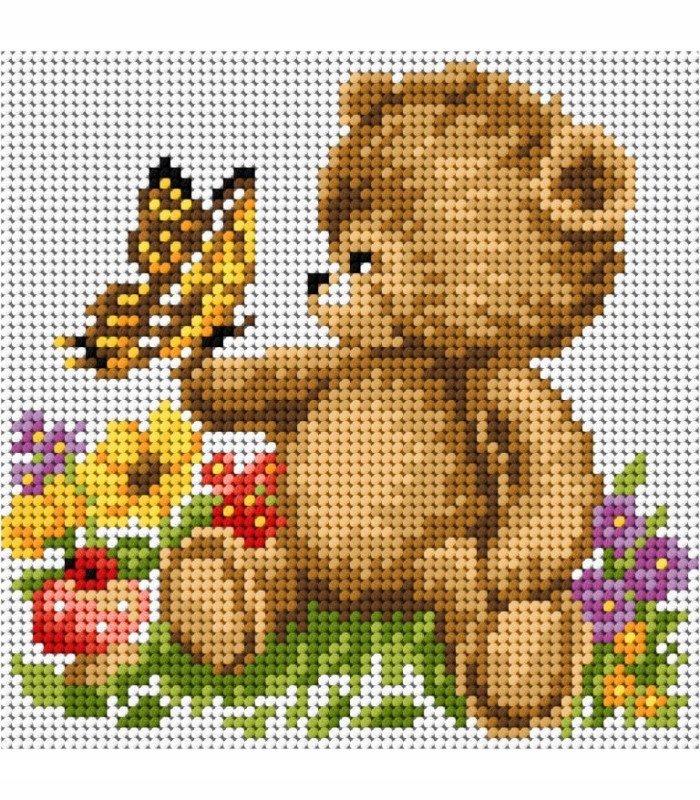 Kanwa z nadrukiem Ariadna do haftu 15x15cm miś