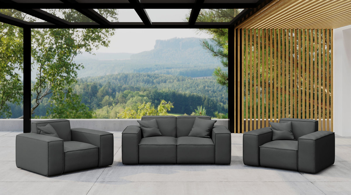 Zestaw ogrodowy MALIBU na taras 2+1+1, tkanina Odyssey, Antracyt