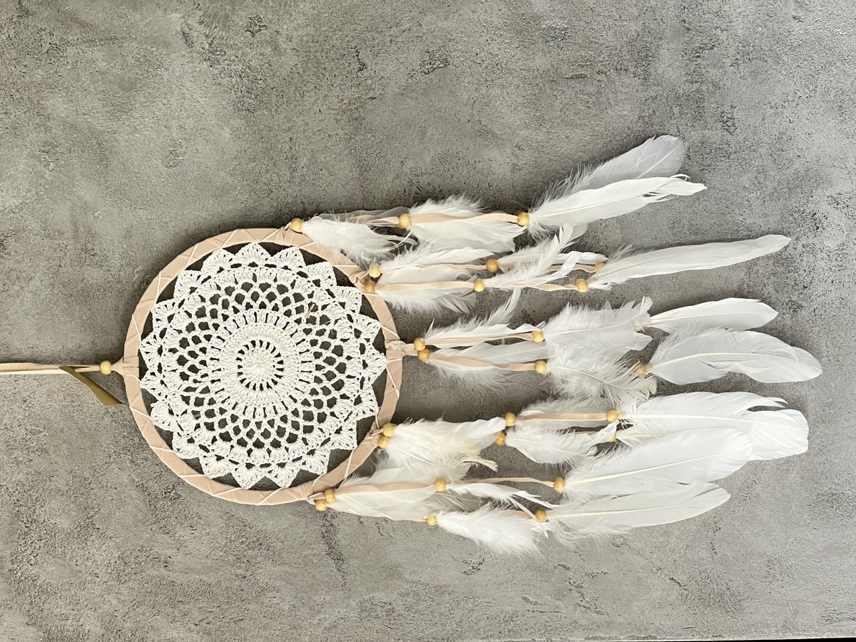 Łapacz snów szydełkowy boho dekoracja ścienna amulet idealny prezent 22cm