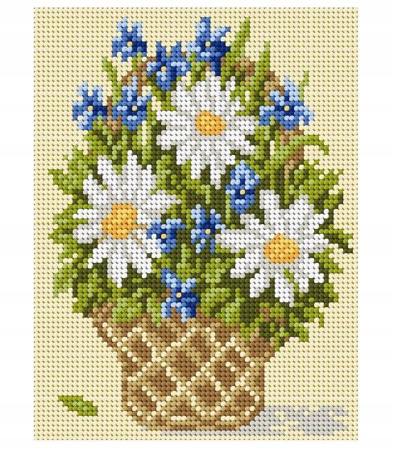 Kanwa z nadrukiem Ariadna 15x20cm kosz kwiatów