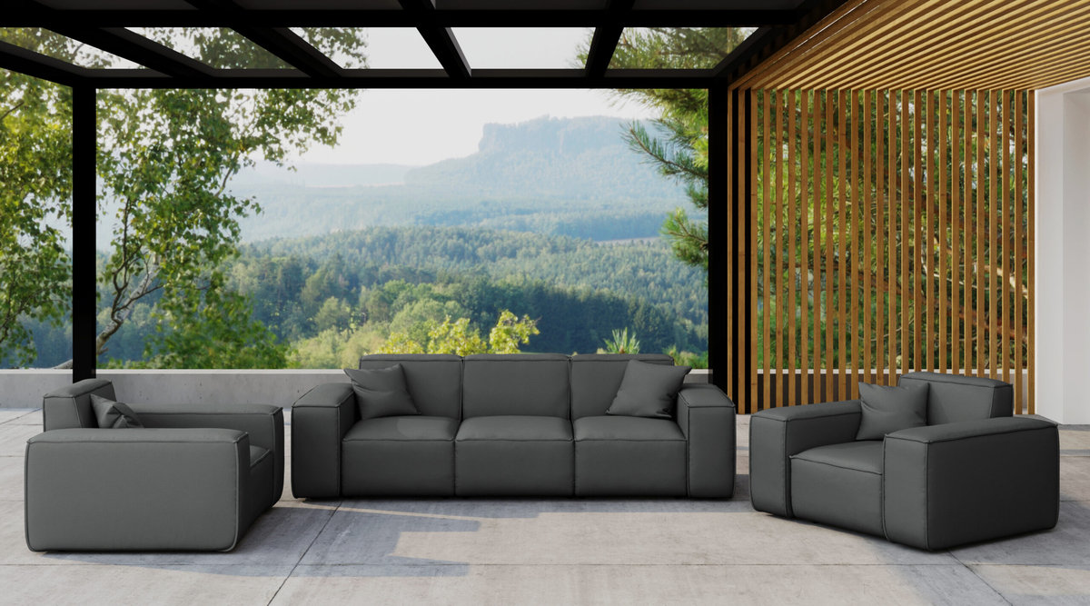 Zestaw ogrodowy MALIBU na taras 3+1+1, tkanina Odyssey, Antracyt