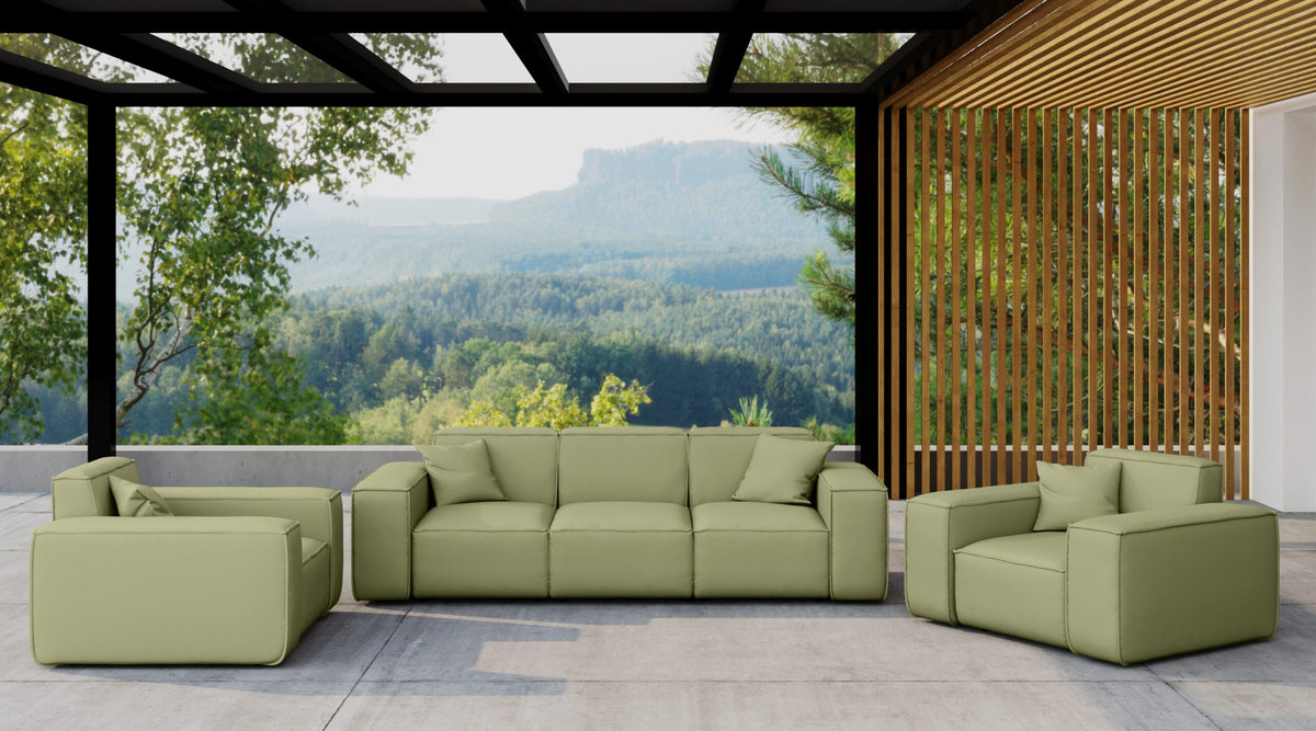 Zestaw ogrodowy MALIBU na taras 3+1+1, tkanina Odyssey, Jasnozielony