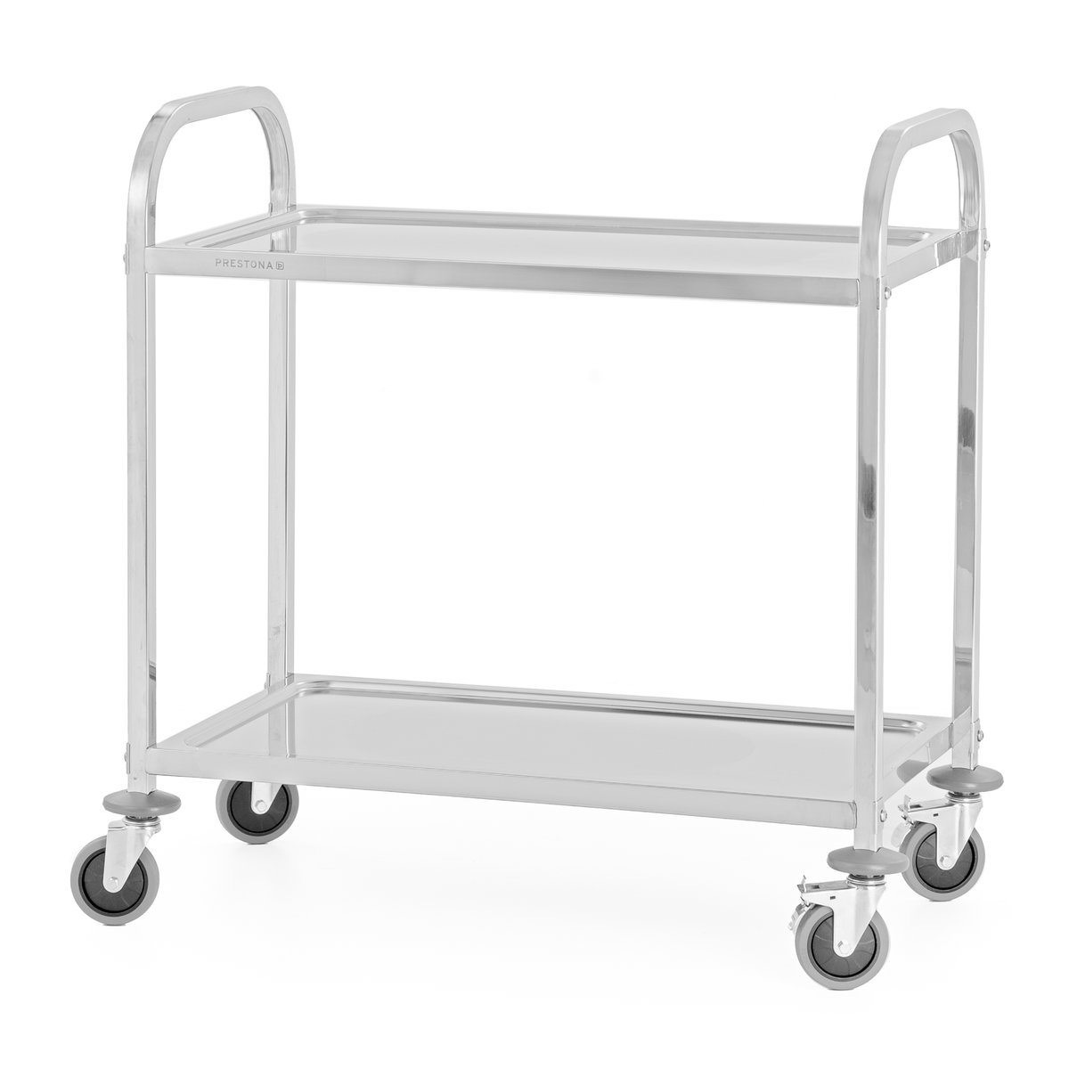 Wózek kelnerski 2-półkowy ze stali nierdzewnej, profil kwadratowy, 850x450x900 mm PRESTONA, 810179