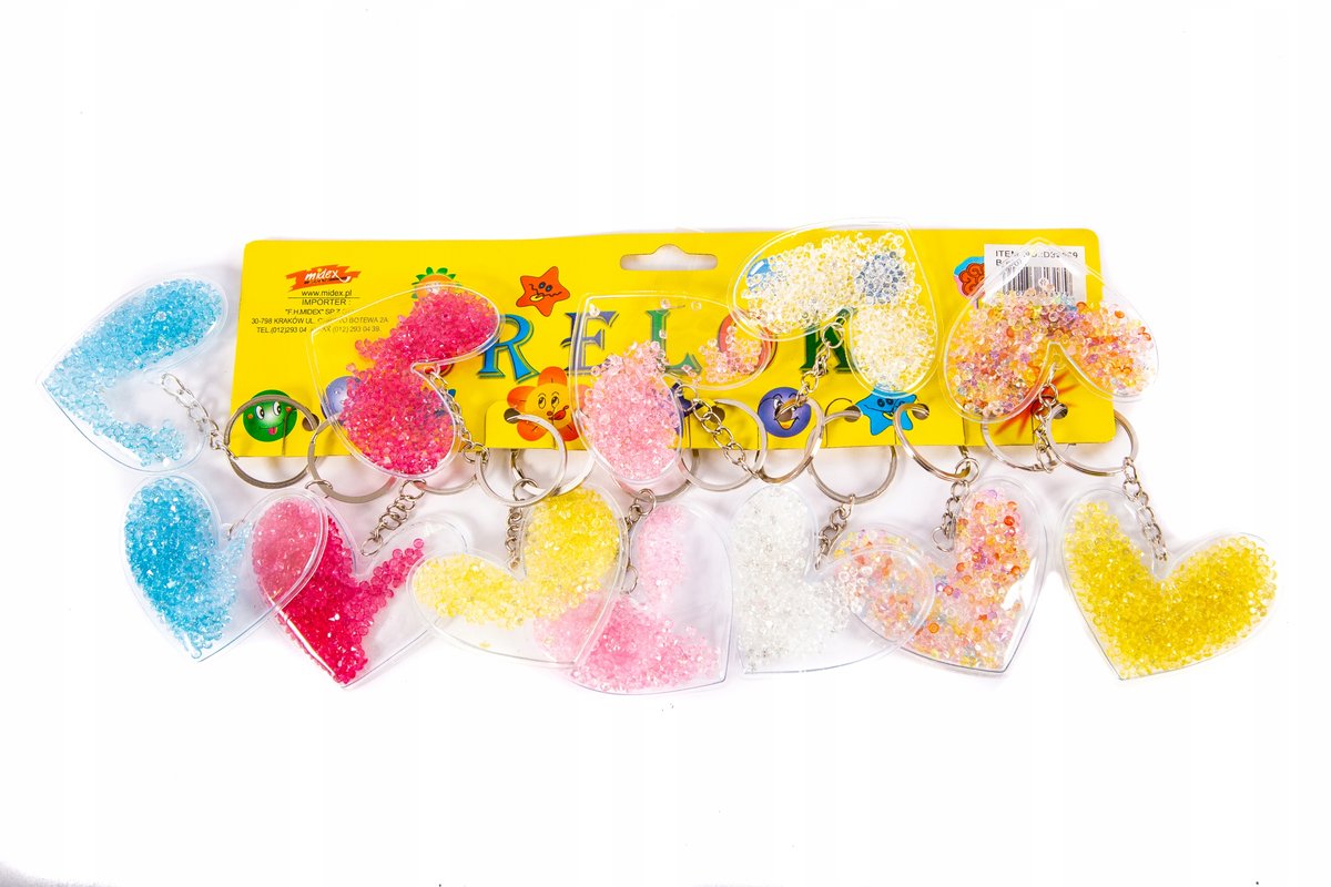 BRELOK WALENTYNKI KOLOROWE SERCE ZESTAW 12szt