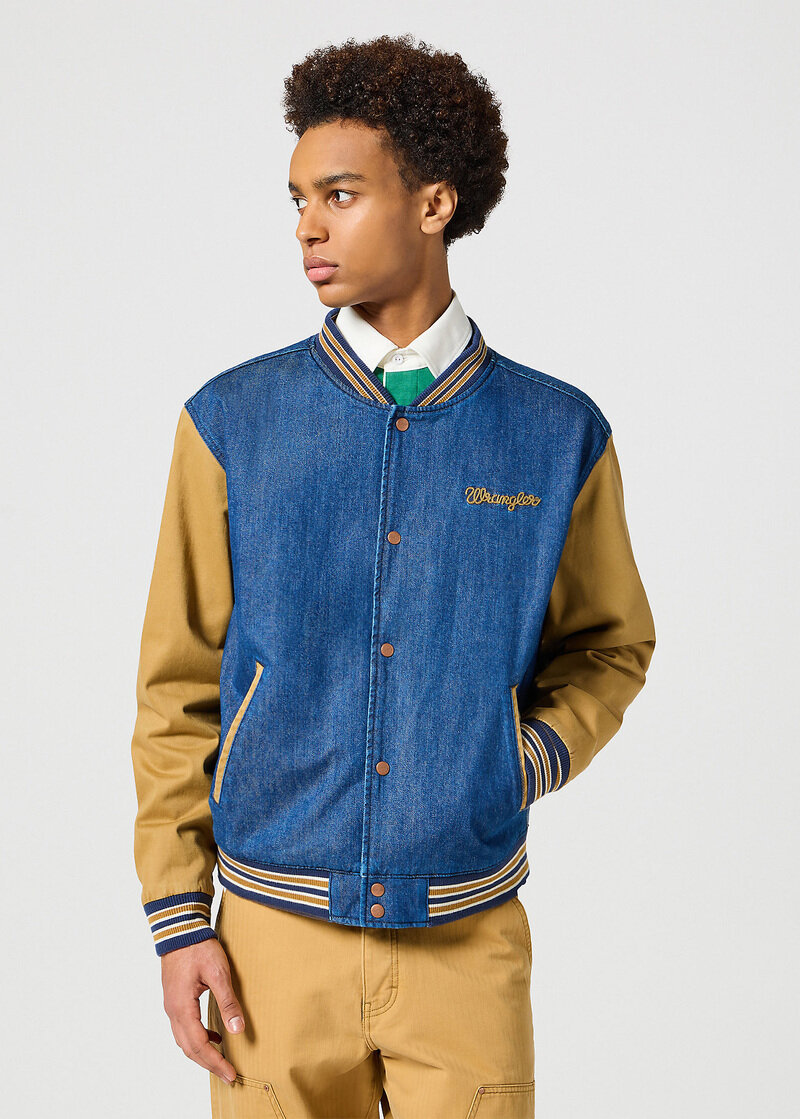 Męska kurtka jeansowa Wrangler VARSITY JACKET S