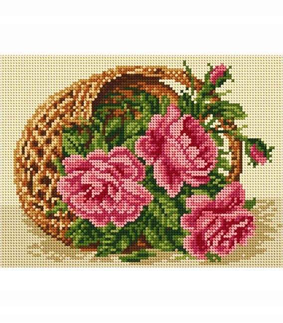 Kanwa z nadrukiem Ariadna 18x24cm kwiaty w koszu