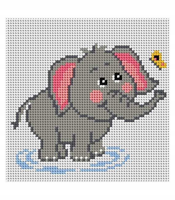 Kanwa z nadrukiem Ariadna do haftu 15x15cm słonik