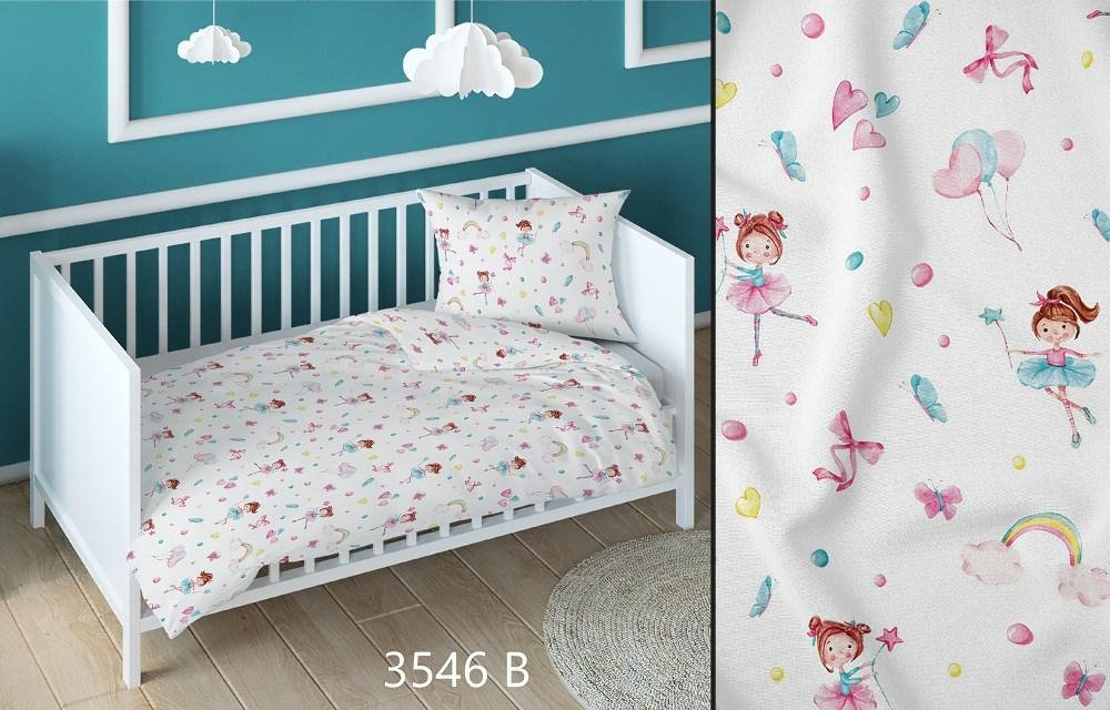 Pościel bawełniana 140x200 baletnica biała kolorowa dziecięca zapinana na suwak KARO Bawełna Max