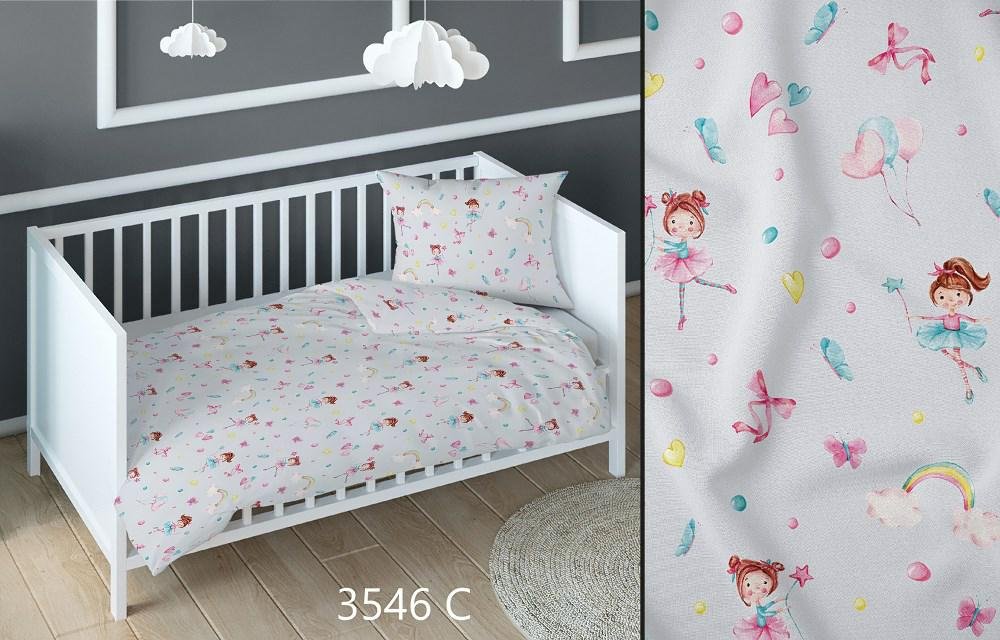 Pościel bawełniana 140x200 baletnica szara kolorowa dziecięca zapinana na suwak KARO Bawełna Max