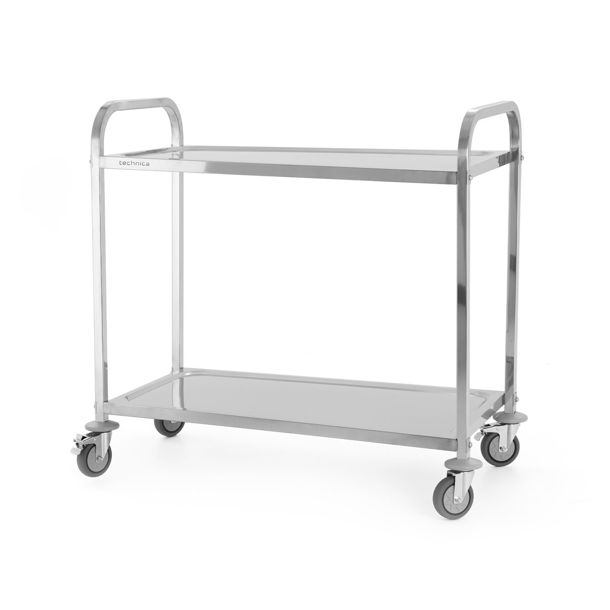 Wózek kelnerski 2-półkowy ze stali nierdzewnej uchwyt o profilu kwadratowym 900x500x950 mm TECHNICA, Silver Line