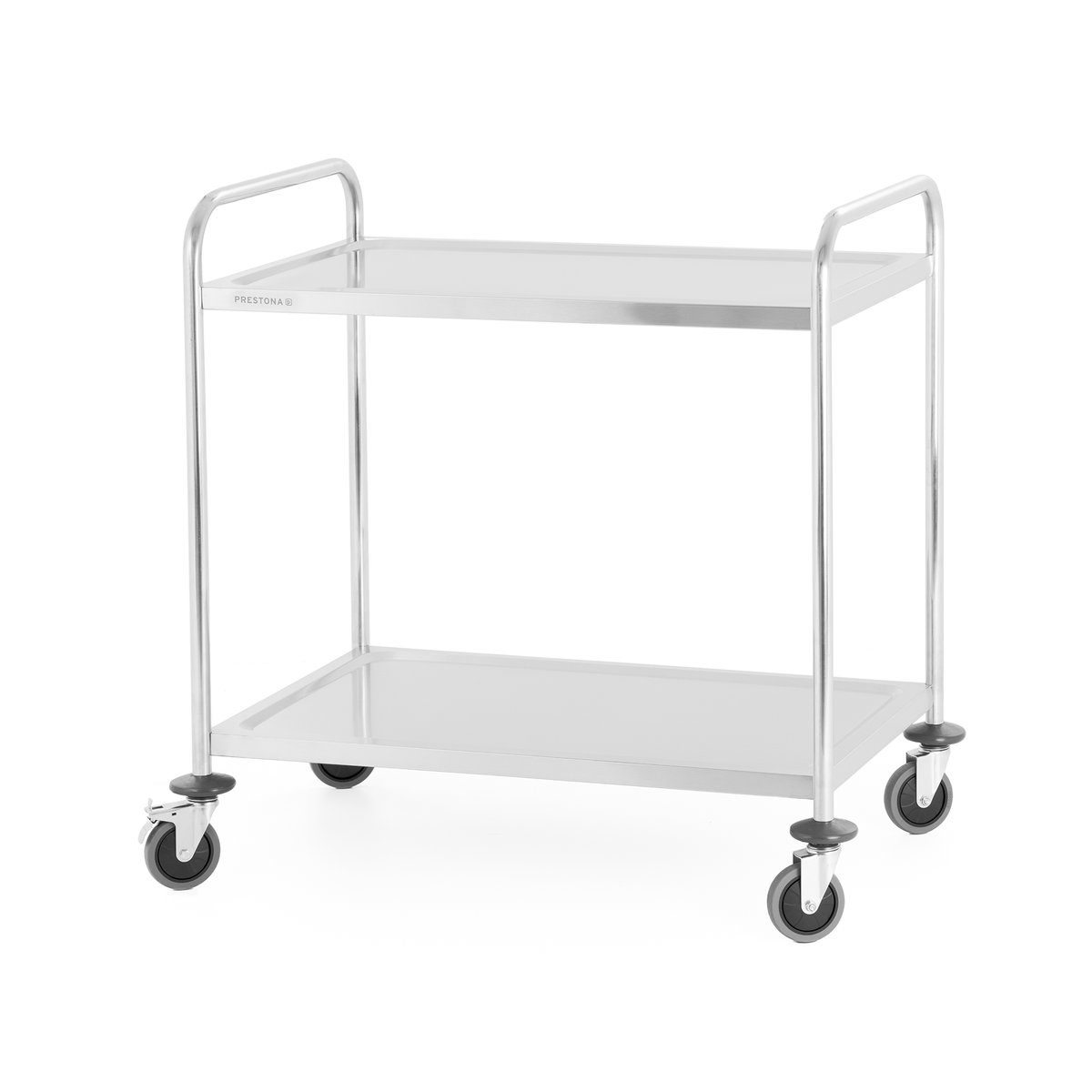 Wózek kelnerski 2-półkowy ze stali nierdzewnej, profil okrągły, 860x540x940 mm PRESTONA, 810175