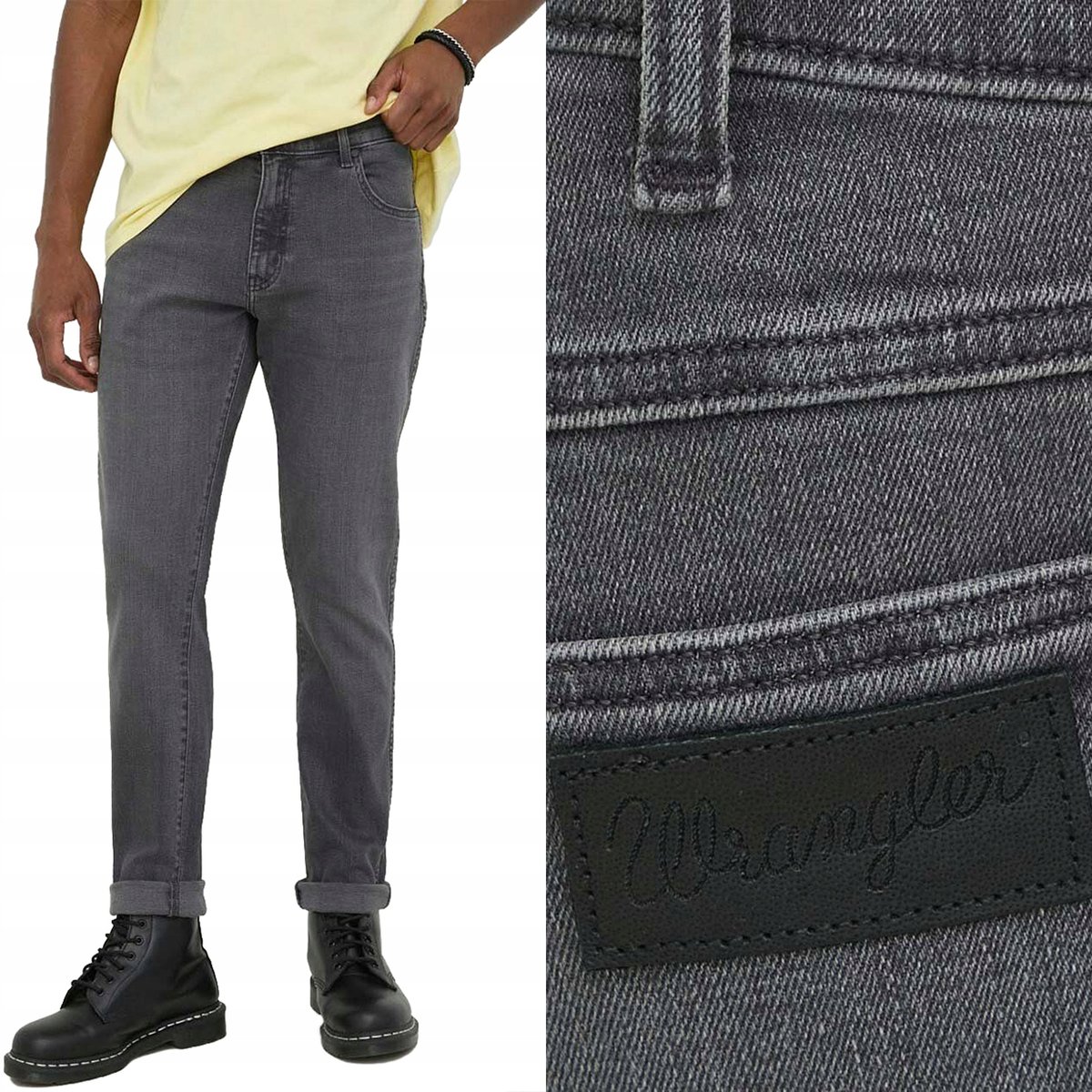 Wrangler Larston Blackout Dopasowane Spodnie Jeansowe Szary Dżins W31 L32